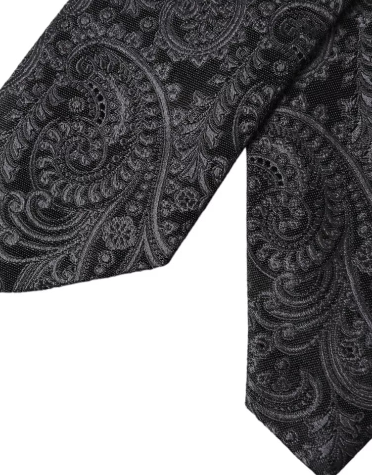 Dolce &amp; Gabbana Gray Patterned 100% Silk Adjustable Men's Tie