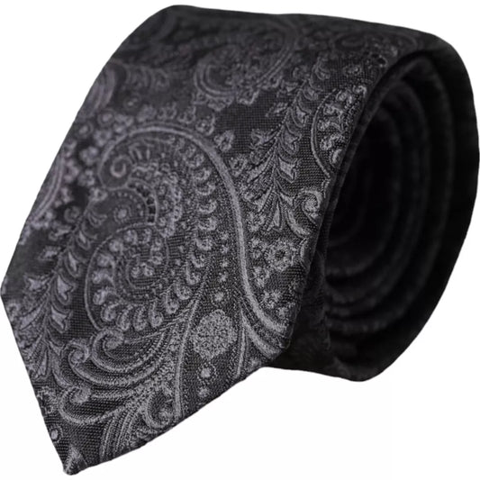 Dolce &amp; Gabbana Gray Patterned 100% Silk Adjustable Men's Tie