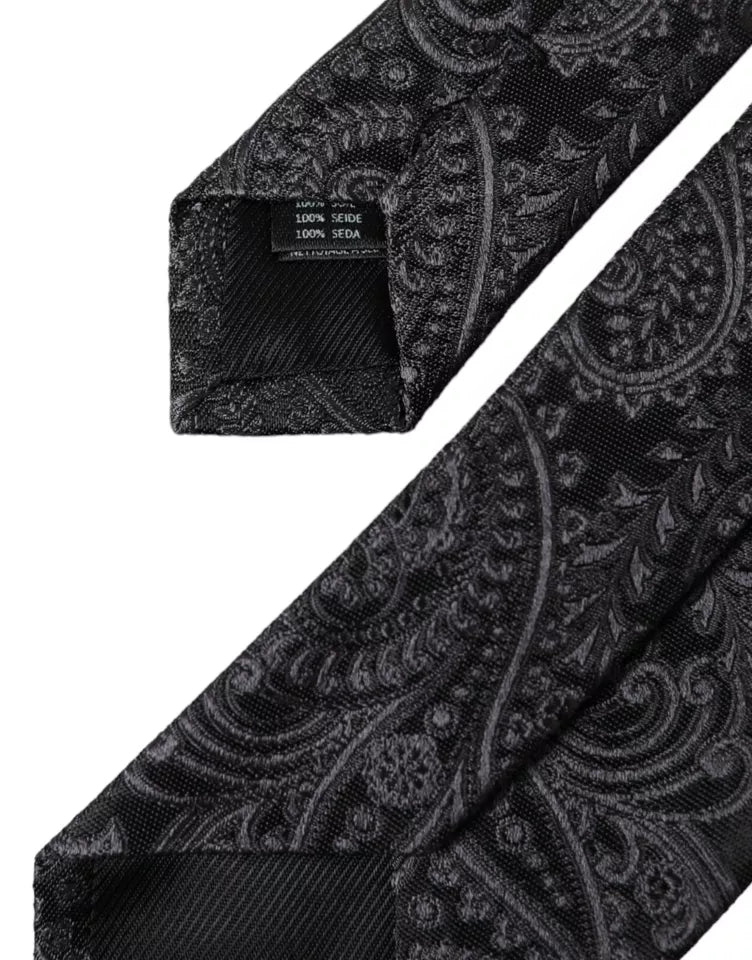 Dolce &amp; Gabbana Gray Patterned 100% Silk Adjustable Men's Tie