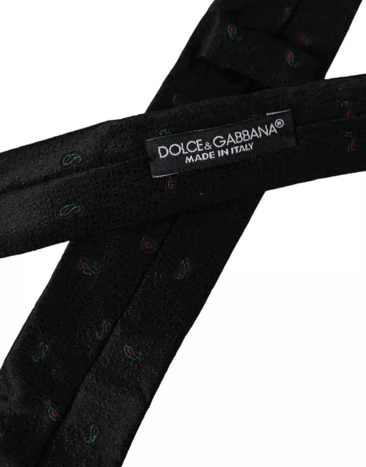 Dolce &amp; Gabbana Black Fantasy 100% Silk Adjustable Men's Tie