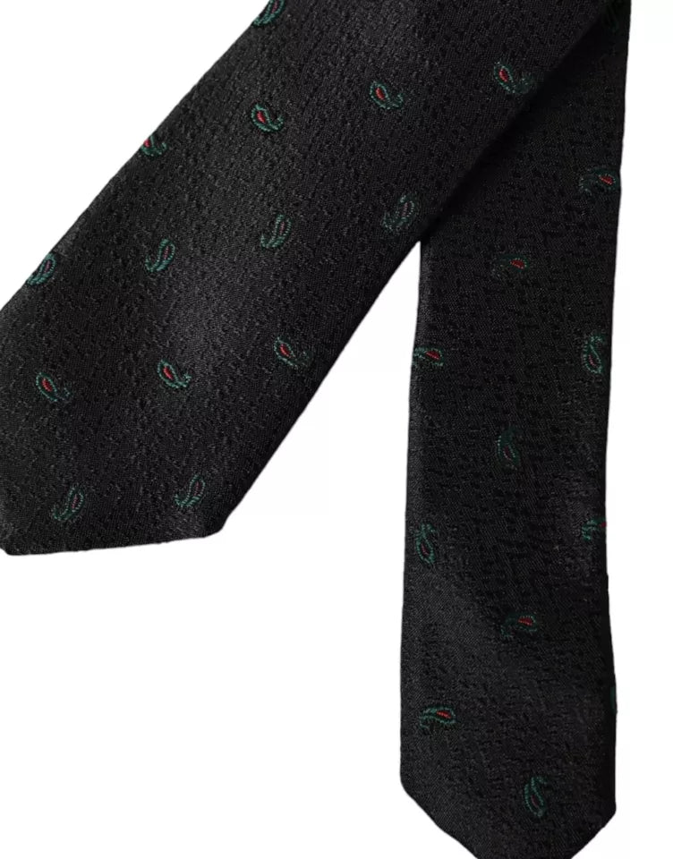 Dolce &amp; Gabbana Black Fantasy 100% Silk Adjustable Men's Tie