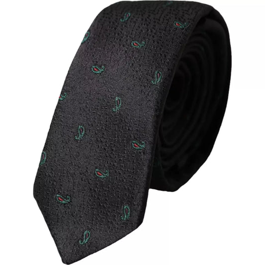 Dolce &amp; Gabbana Black Fantasy 100% Silk Adjustable Men's Tie