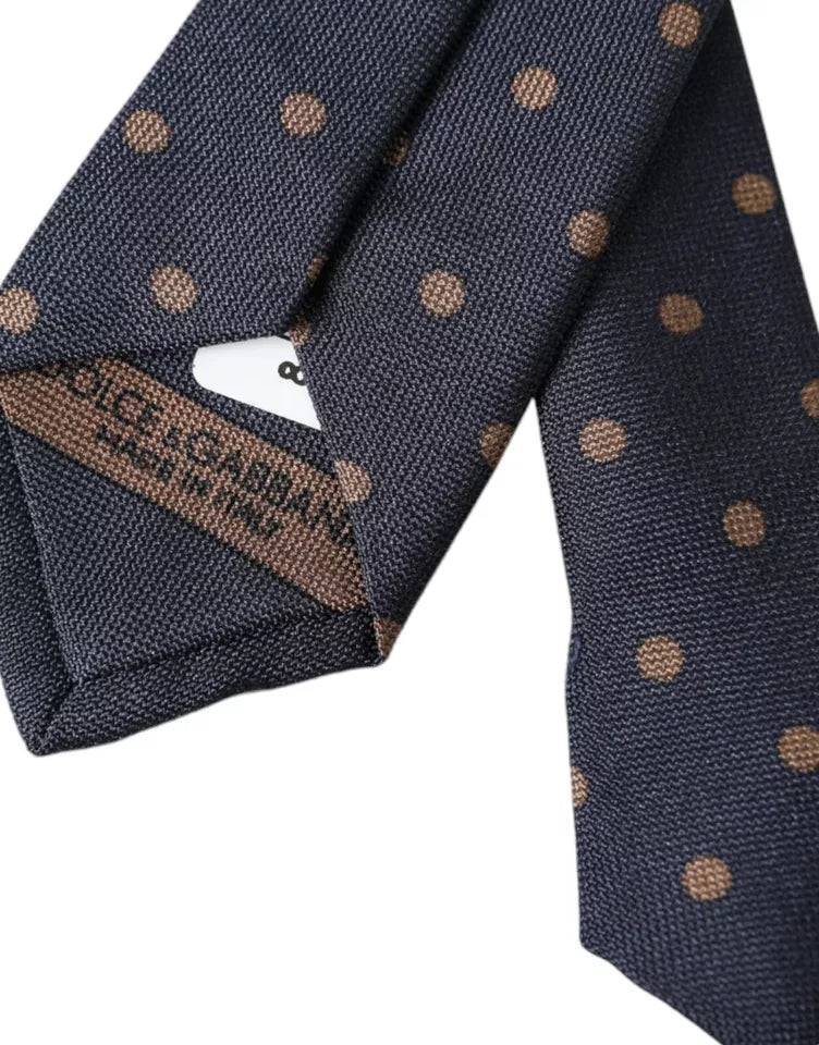 Dolce &amp; Gabbana Black Dotted Fantasy Silk Tie for Men, Adjustable