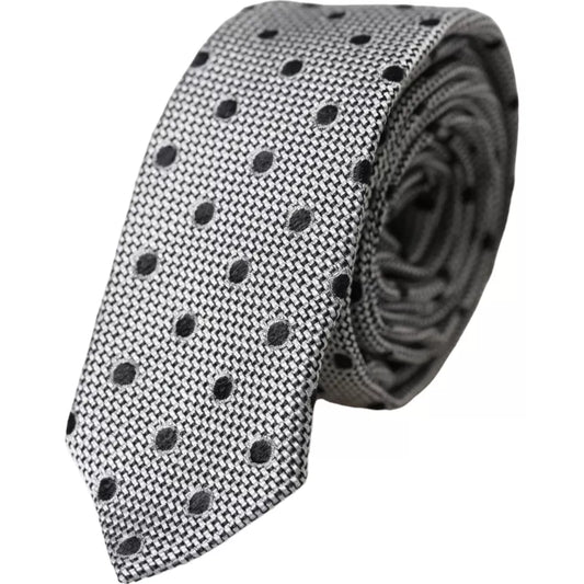 Dolce &amp; Gabbana Black and White Dot Fantasy Silk Tie for Men, Adjustable