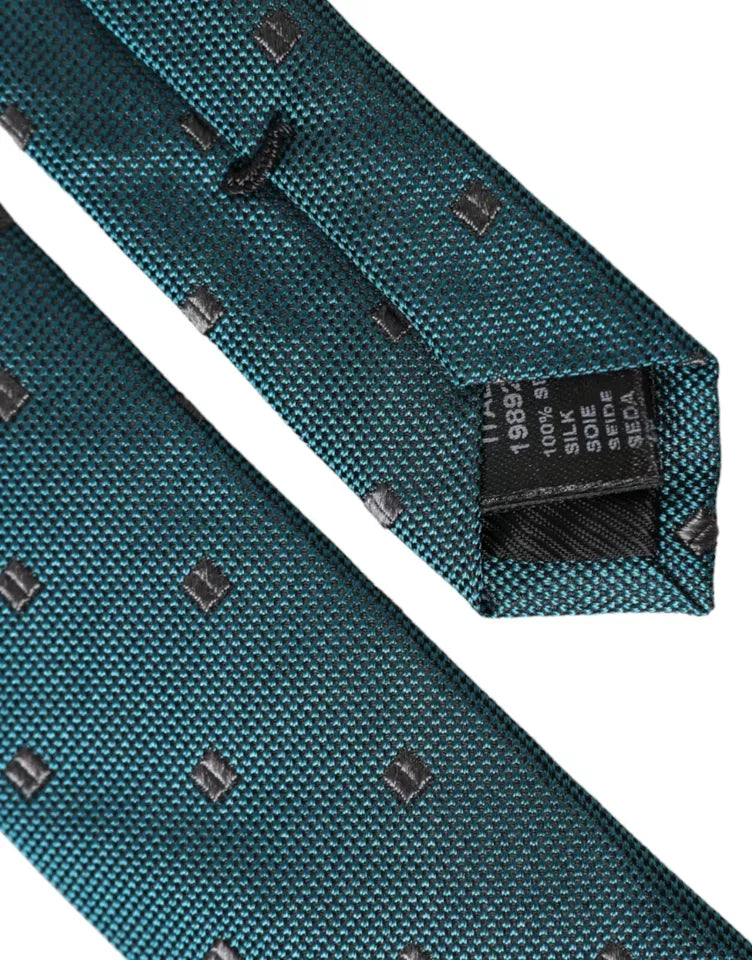 Dolce &amp; Gabbana Green Patterned Silk Tie for Men, Adjustable