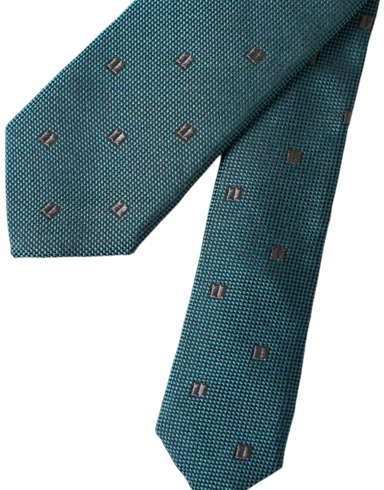 Dolce &amp; Gabbana Green Patterned Silk Tie for Men, Adjustable