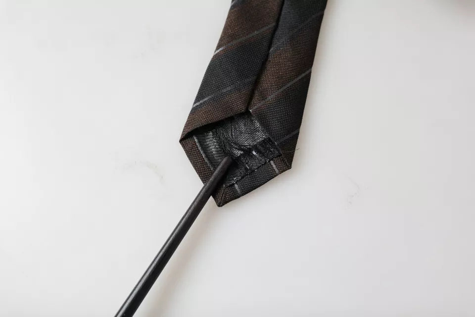 Dolce &amp; Gabbana Brown Black Striped Silk Tie Adjustable