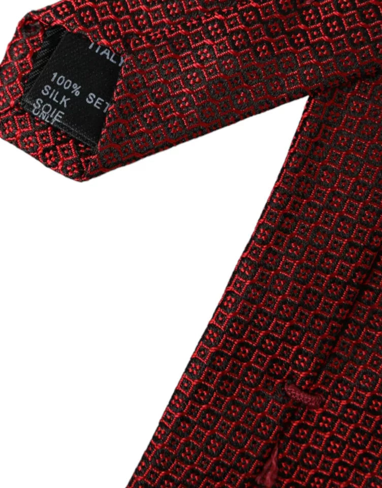 Dolce &amp; Gabbana Red Patterned 100% Silk Adjustable Men's Tie