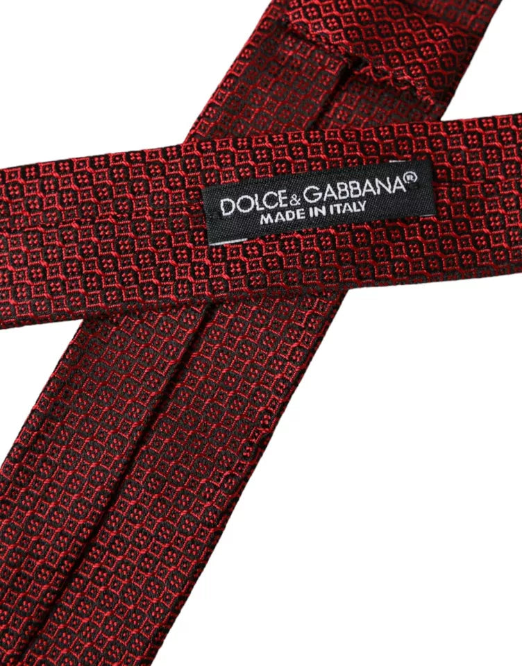 Dolce &amp; Gabbana Red Patterned 100% Silk Adjustable Men's Tie