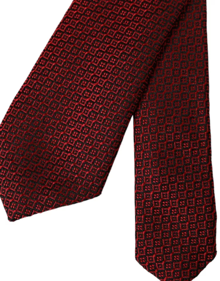 Dolce &amp; Gabbana Red Patterned 100% Silk Adjustable Men's Tie