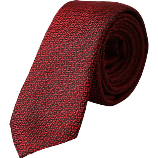 Dolce &amp; Gabbana Red Patterned 100% Silk Adjustable Men's Tie