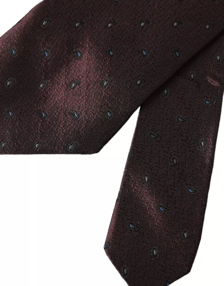 Dolce &amp; Gabbana Bordeaux Fantasy 100% Silk Adjustable Men's Tie