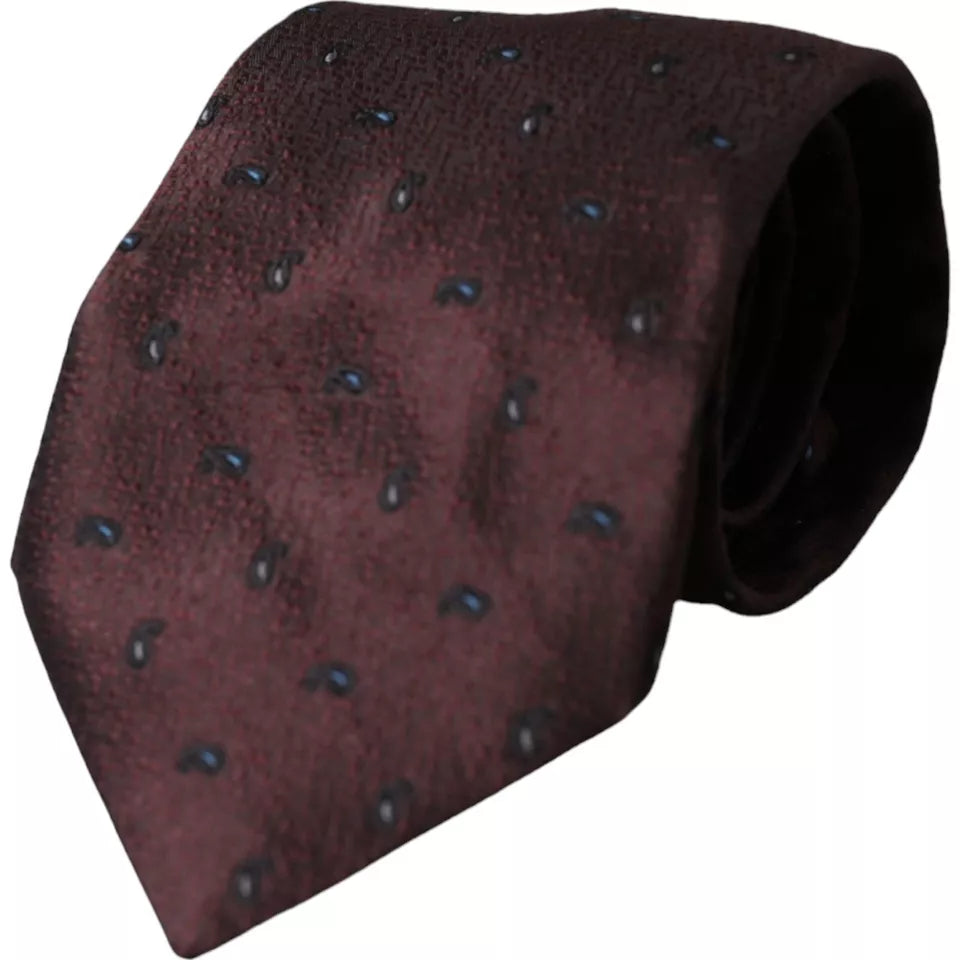 Dolce &amp; Gabbana Bordeaux Fantasy 100% Silk Adjustable Men's Tie