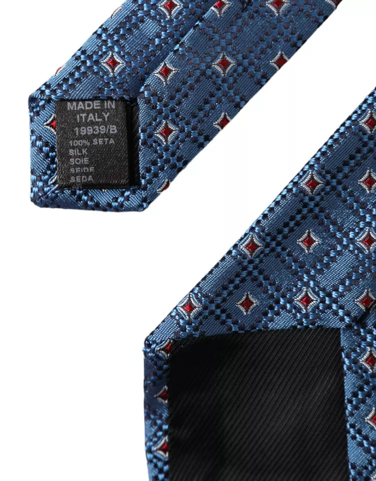 Dolce &amp; Gabbana Blue Patterned 100% Silk Adjustable Men's Tie