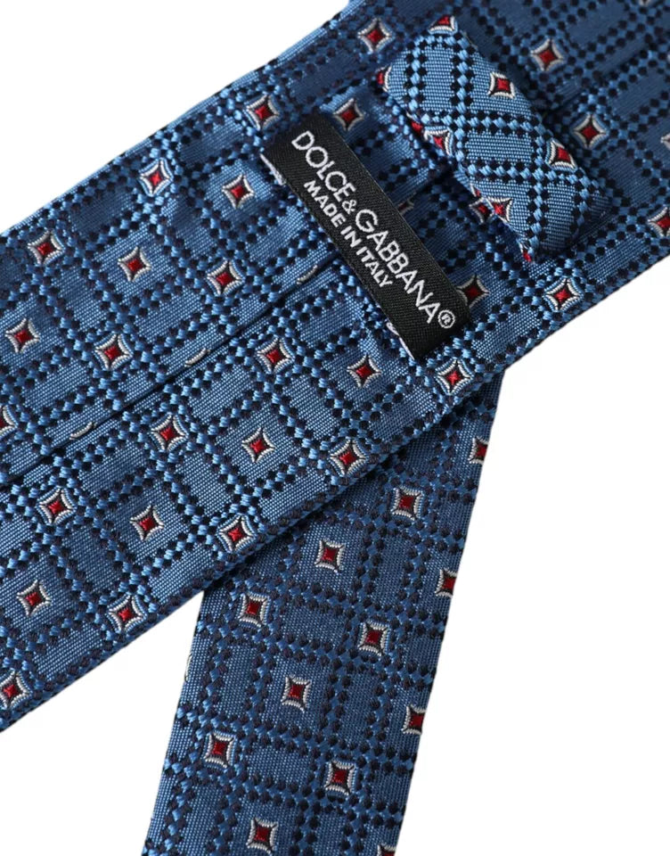 Dolce &amp; Gabbana Blue Patterned 100% Silk Adjustable Men's Tie