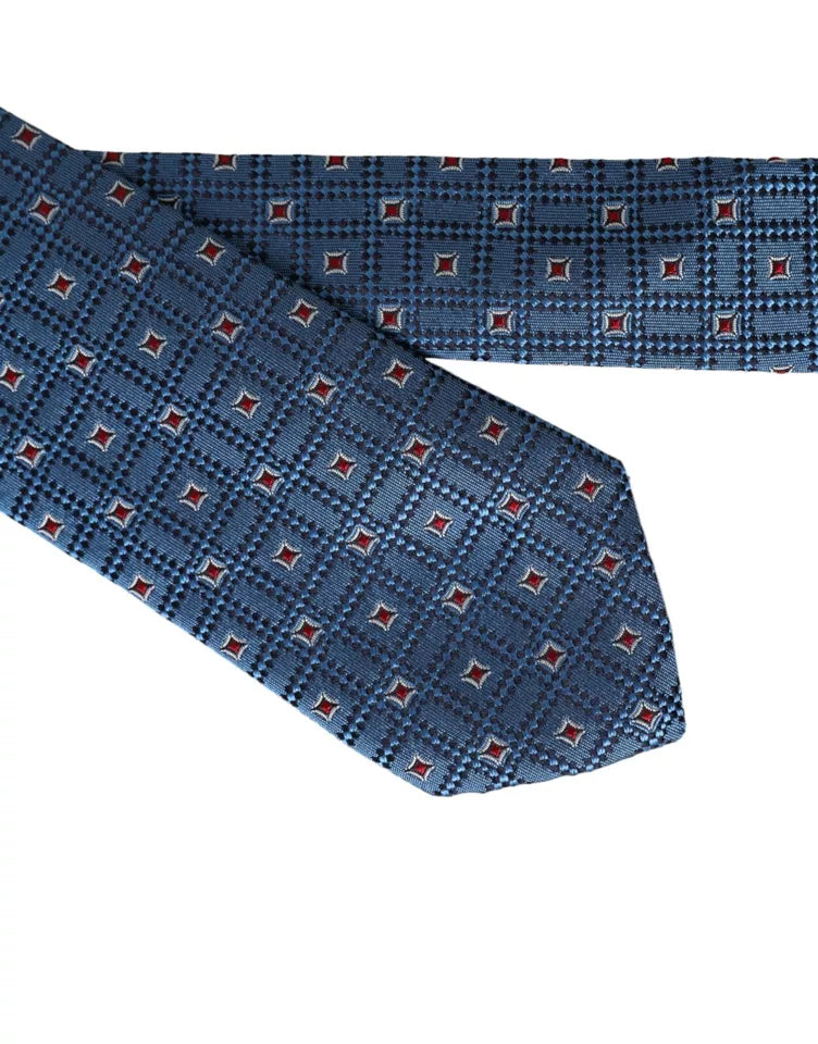 Dolce &amp; Gabbana Blue Patterned 100% Silk Adjustable Men's Tie