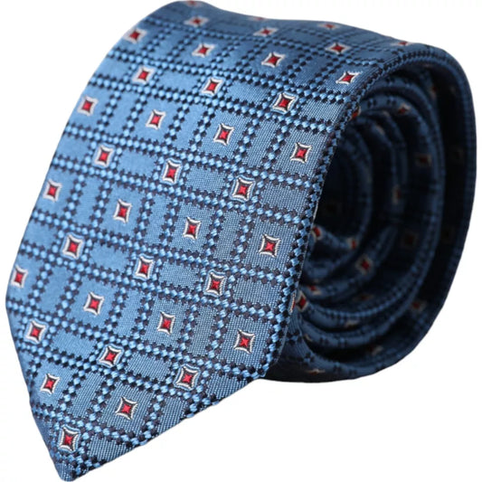 Dolce &amp; Gabbana Blue Patterned 100% Silk Adjustable Men's Tie