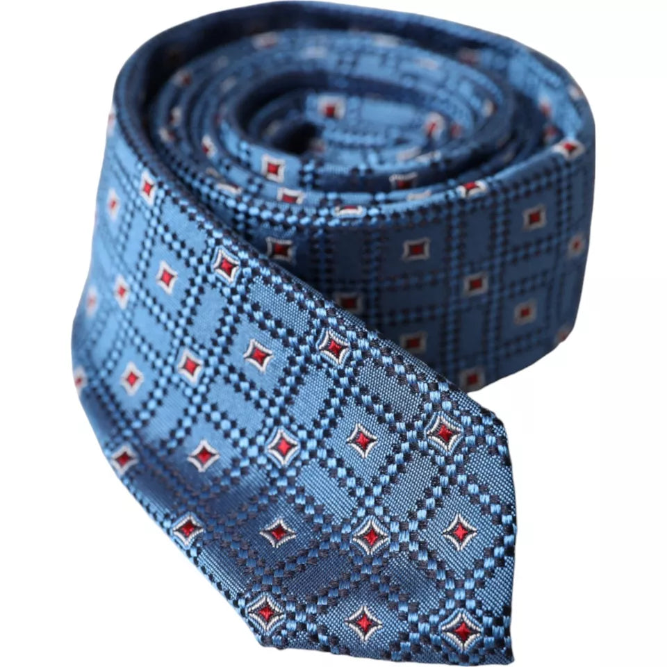 Dolce &amp; Gabbana Blue Patterned 100% Silk Adjustable Men's Tie