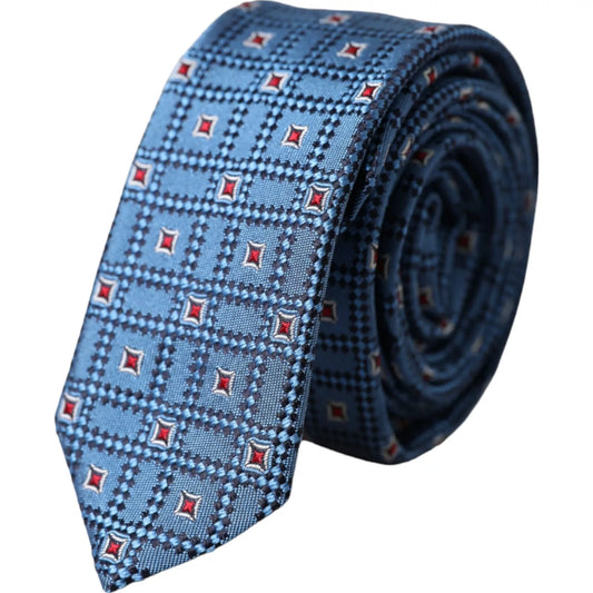 Dolce &amp; Gabbana Blue Patterned 100% Silk Adjustable Men's Tie