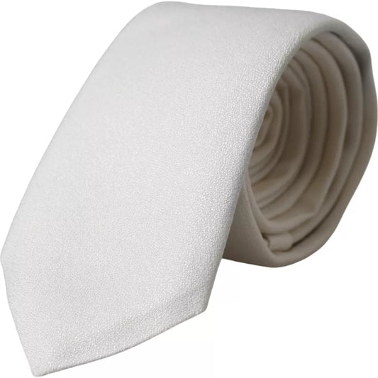 Dolce &amp; Gabbana White Silk Tie Classic Adjustable for Men