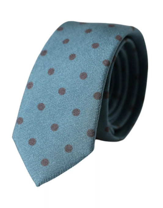 Dolce &amp; Gabbana Green-Black Dotted Silk Tie for Men, Adjustable