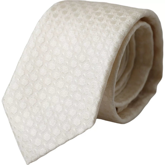 Dolce &amp; Gabbana Off White Silk Adjustable Necktie Men's Tie