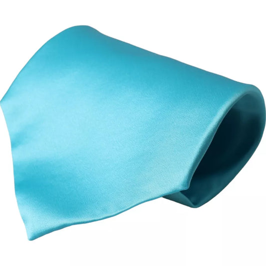 Dolce &amp; Gabbana Light Blue Satin Silk Tie for Men, Wide and Adjustable