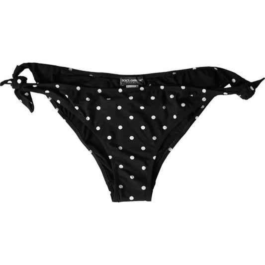 Dolce &amp; Gabbana Black Polka Dot Swimsuit Bathing Suit Bottom Bikini