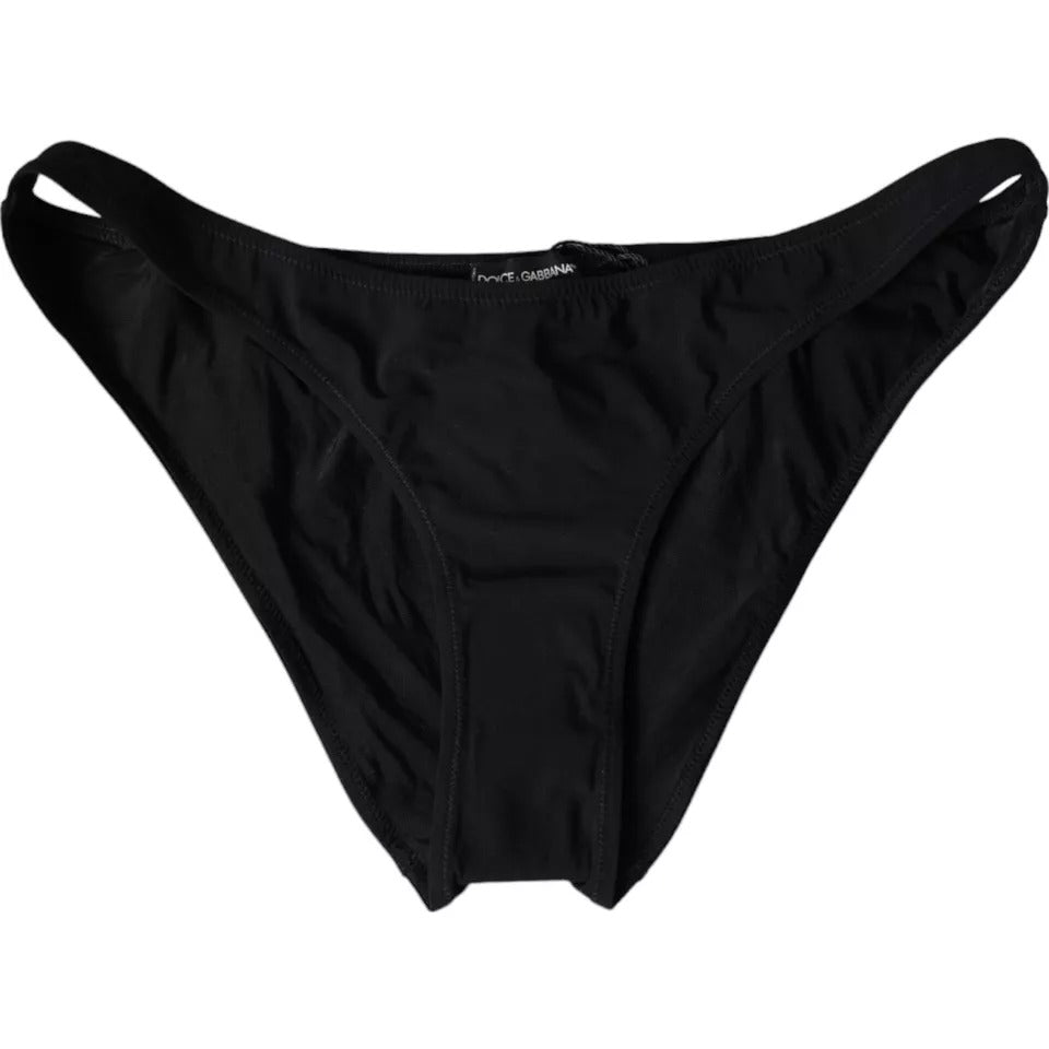 Dolce & Gabbana Schwarze Nylon Bademode Beachwear Bottom Bikini