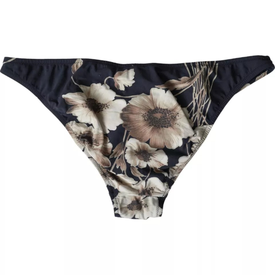 Dolce & Gabbana Schwarzer Blumendruck Bademode Beachwear Unterteil Bikini