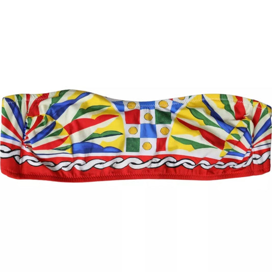 Dolce &amp; Gabbana Multicolor Carretto Bandeau Swimwear Top Bikini