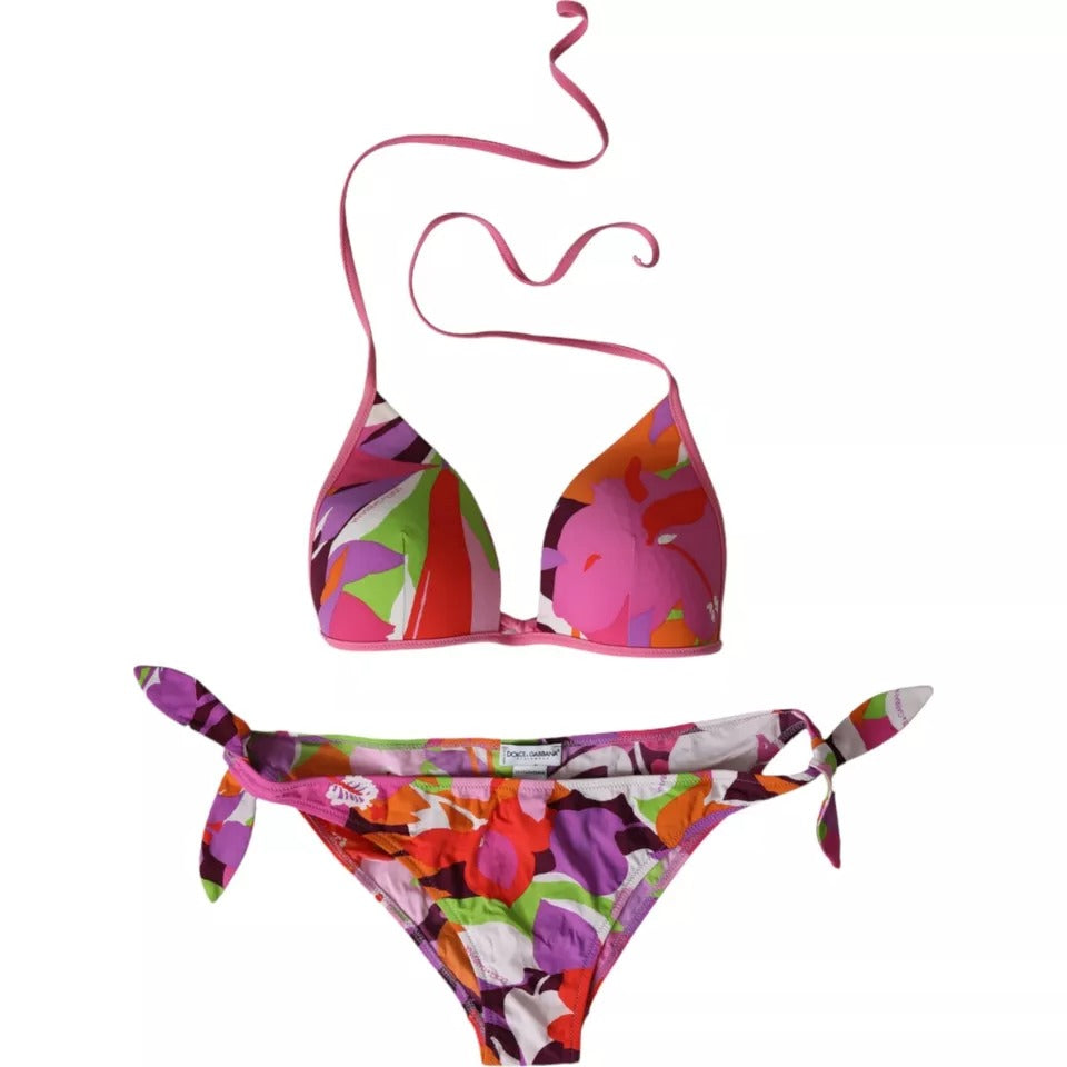 Dolce & Gabbana Multicolor Floral 2 Stück Schwimmen Beachwear Bikini