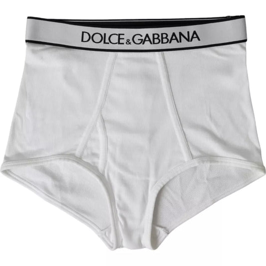 Dolce &amp; Gabbana White Cotton Stretch Branded Underwear with Logo