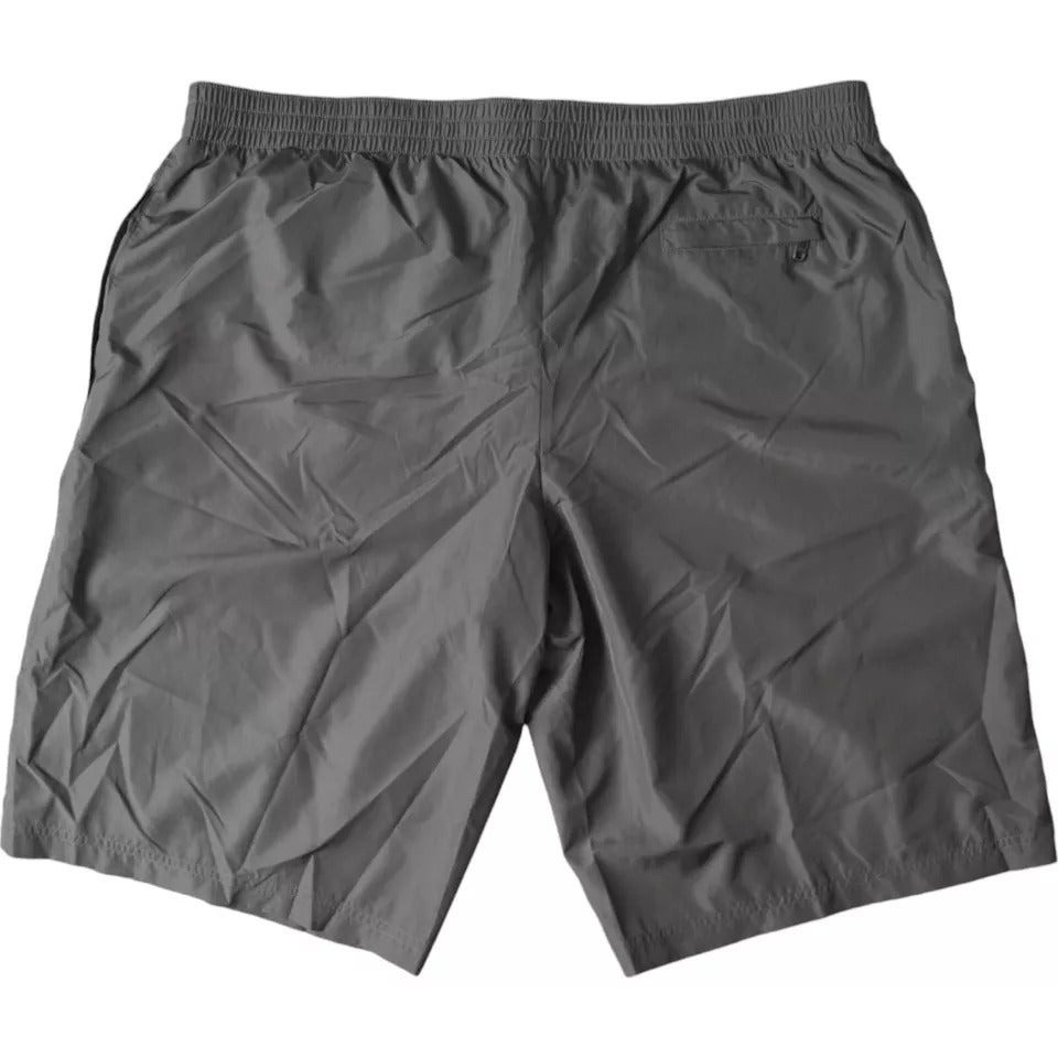 Dolce & Gabbana Dunkelgraue Polyester Strandbekleidung Shorts Bademode Männer