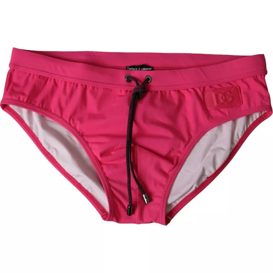 Dolce &amp; Gabbana Pink Nylon DG Logo Beachwear Brief Swimwear Men