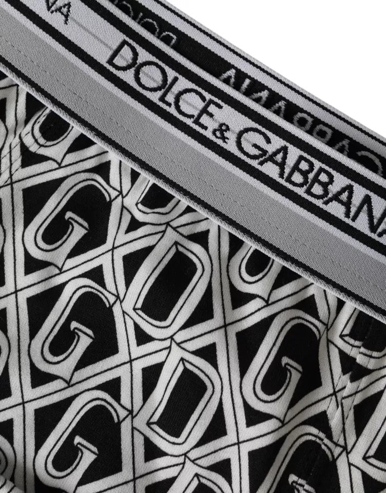 Dolce & Gabbana Schwarz Weiß DG Logo Baumwolle Stretch Radfahren Unterwäsche Männer