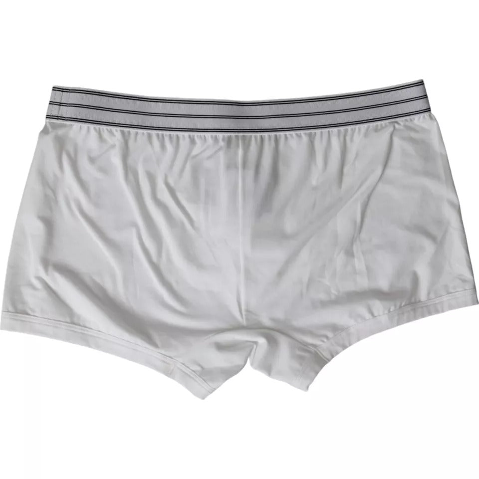 Dolce & Gabbana Weiße Baumwollmischung Regular Boxershorts Unterwäsche