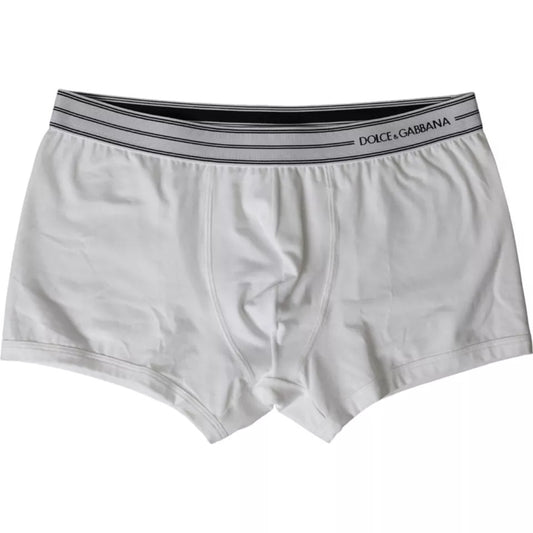 Dolce & Gabbana Weiße Baumwollmischung Regular Boxershorts Unterwäsche