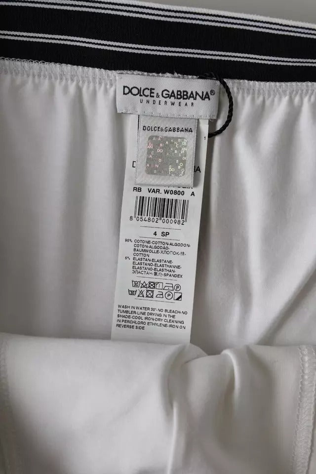 Dolce & Gabbana Weiße Baumwollmischung Regular Boxershorts Unterwäsche