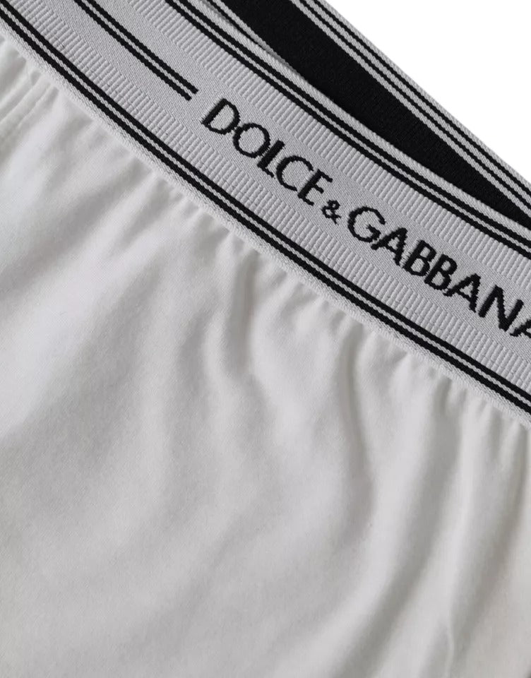 Dolce & Gabbana Weiße Baumwollmischung Regular Boxershorts Unterwäsche