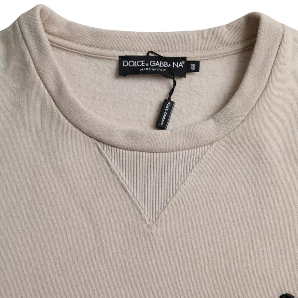 Dolce &amp; Gabbana Beige Cotton Crew Neck Sweatshirt Pullover