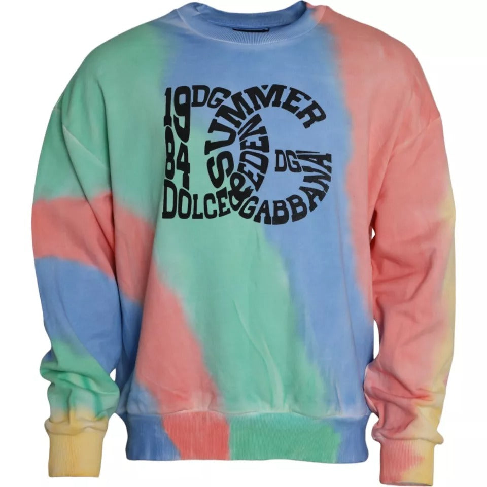 Dolce &amp; Gabbana Multicolor Logo Cotton Crew Neck -neulepusero