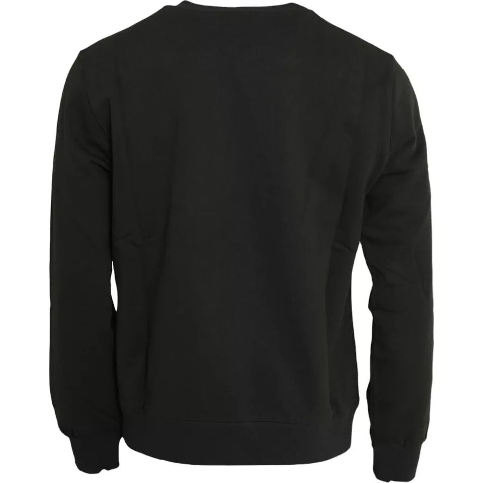 Dolce &amp; Gabbana Green Logo Cotton Crew Neck -neulepusero