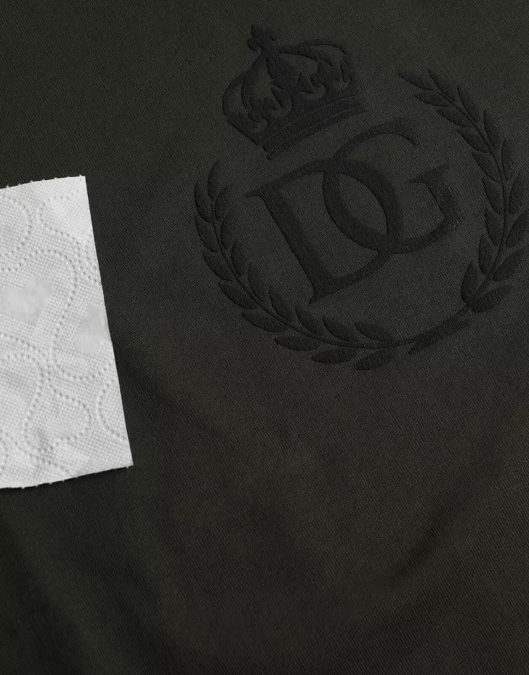 Dolce &amp; Gabbana Green Logo Cotton Crew Neck -neulepusero