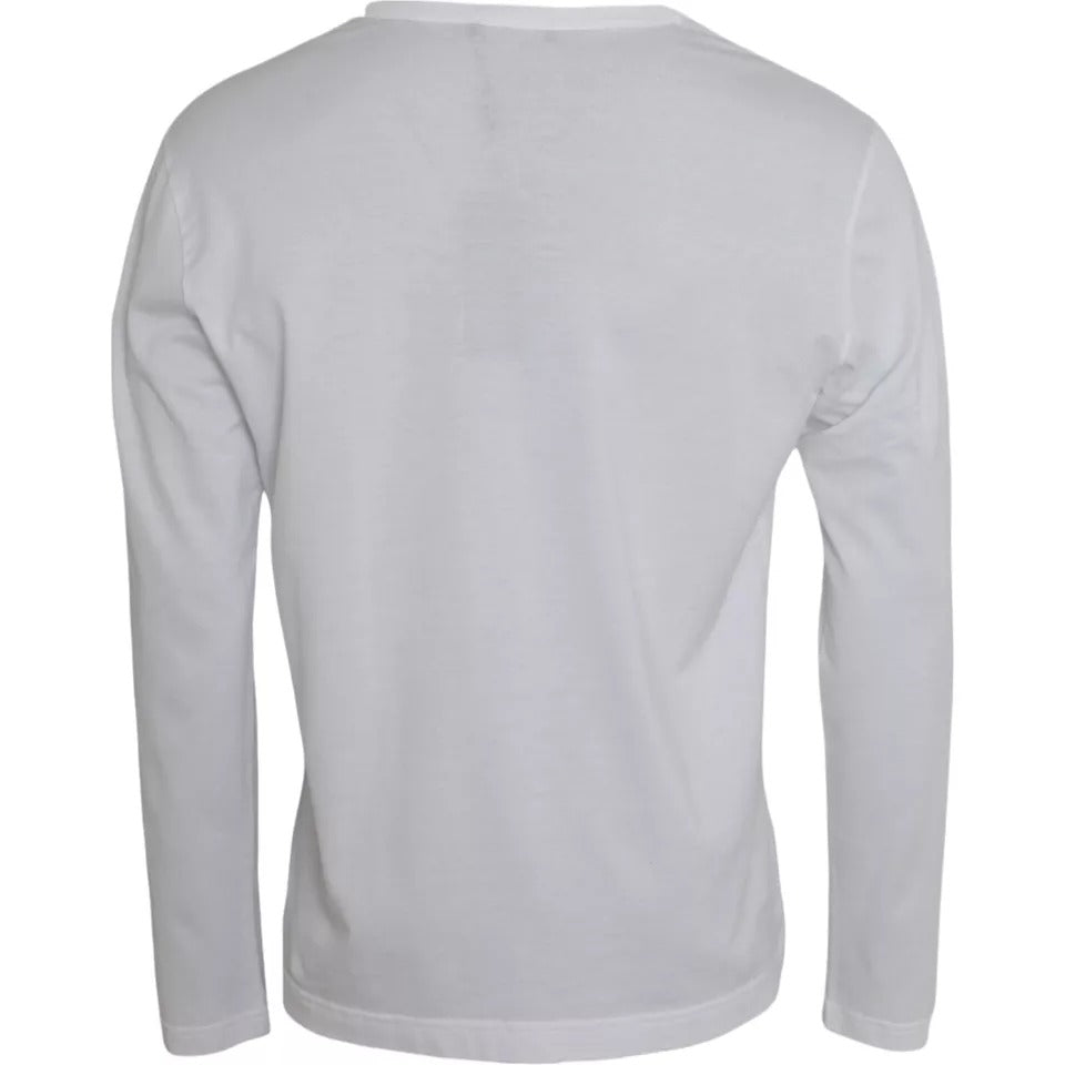 Dolce &amp; Gabbana White Logo Cotton Crew Neck -neulepusero