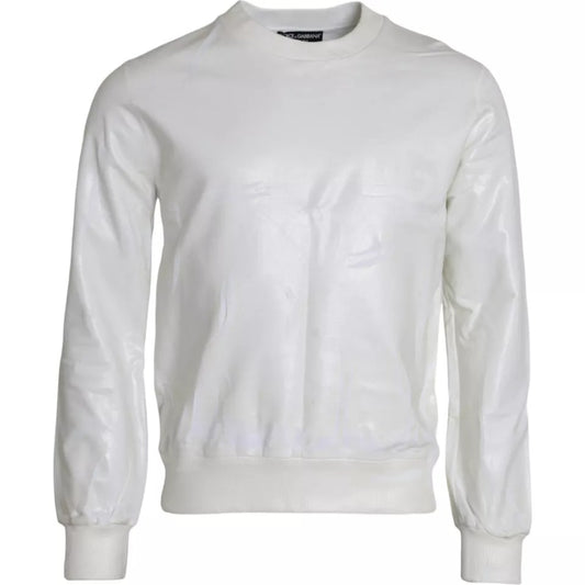 Dolce &amp; Gabbana White Cotton Crew Neck -neulepusero