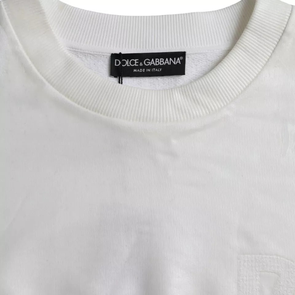 Dolce &amp; Gabbana White Cotton Crew Neck Sweatshirt Pullover