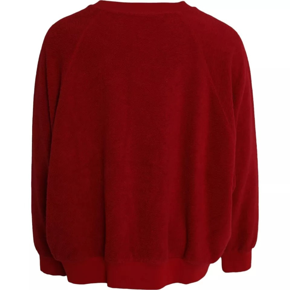 Dolce &amp; Gabbana Red Logo Cotton Crew Neck Sweater