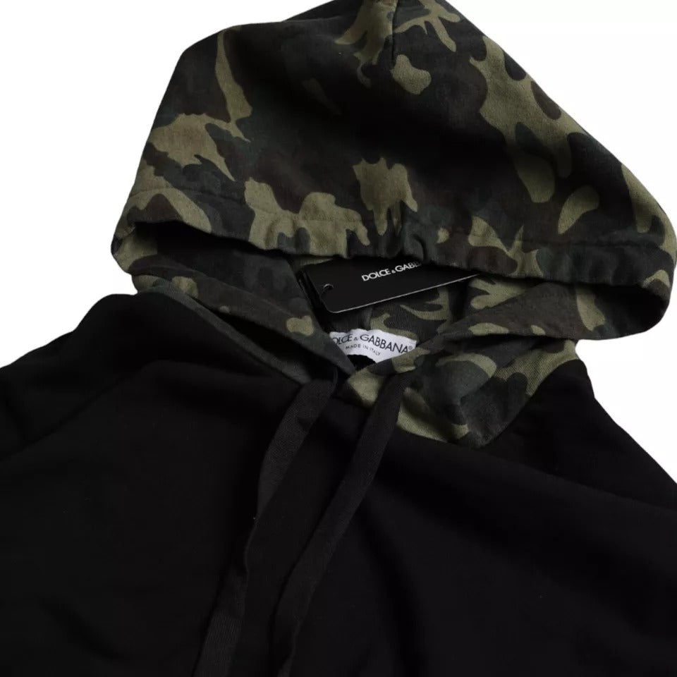 Dolce &amp; Gabbana Black Camouflage Hooded Sweatshirt