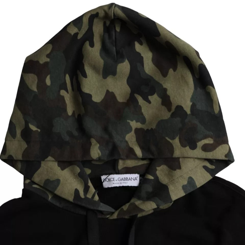 Dolce &amp; Gabbana Black Camouflage Hooded Sweatshirt